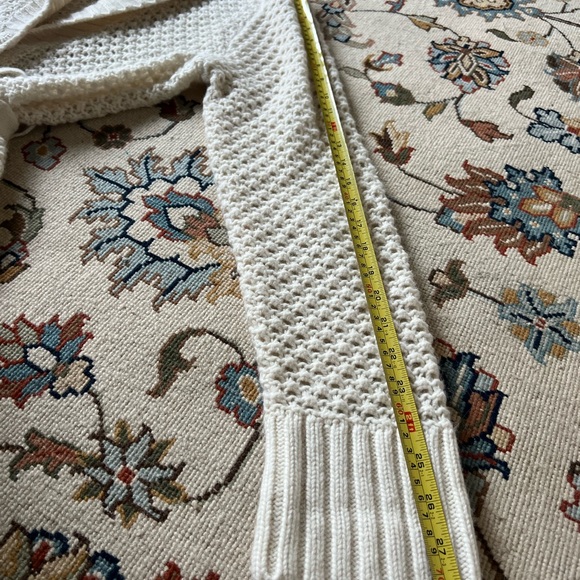 L.L. Bean Cream Wool blend Chunky Knit Cardigan Duster Sweater - Picture 7 of 7